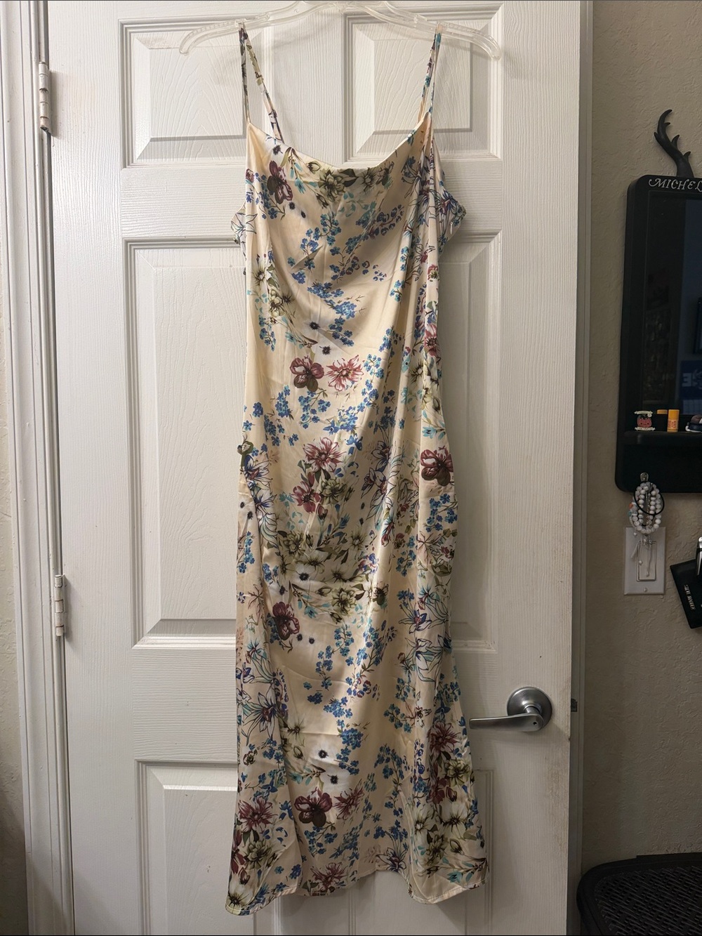Floral Slip Midi Dress in Cream